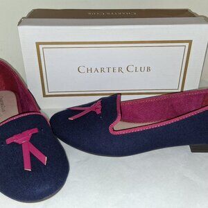 Charter Club Women's Femmiie Flats Smoking Loafers Blue Pink Box NEW Size 11